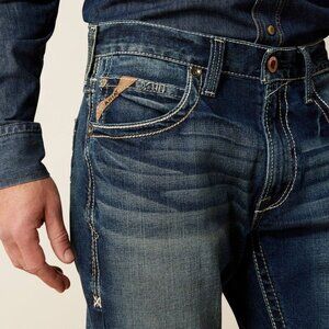 Ariat M5 Slim Straight Distressed Dark Denim Western Cowboy Stretch Jeans 33/34
